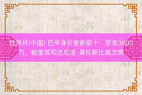 世界杯(中国) 巴甲身价更新前十：罗克3800万，帕奎塔和达尼洛·桑托斯比肩次席