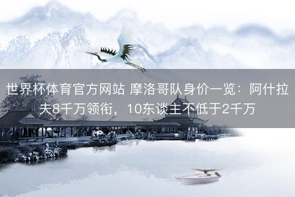 世界杯体育官方网站 摩洛哥队身价一览：阿什拉夫8千万领衔，10东谈主不低于2千万
