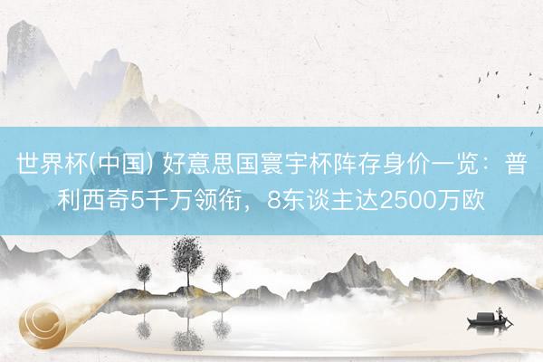 世界杯(中国) 好意思国寰宇杯阵存身价一览：普利西奇5千万领衔，8东谈主达2500万欧