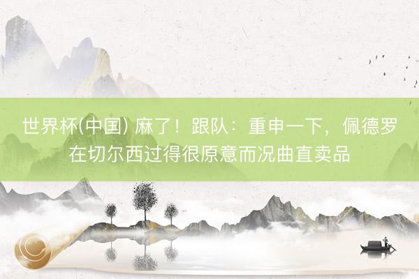 世界杯(中国) 麻了！跟队：重申一下，佩德罗在切尔西过得很原意而况曲直卖品