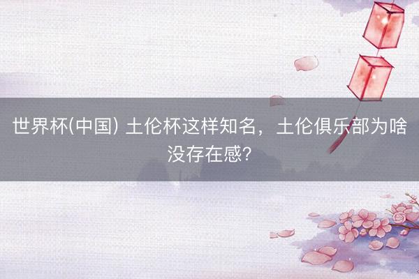 世界杯(中国) 土伦杯这样知名，土伦俱乐部为啥没存在感？