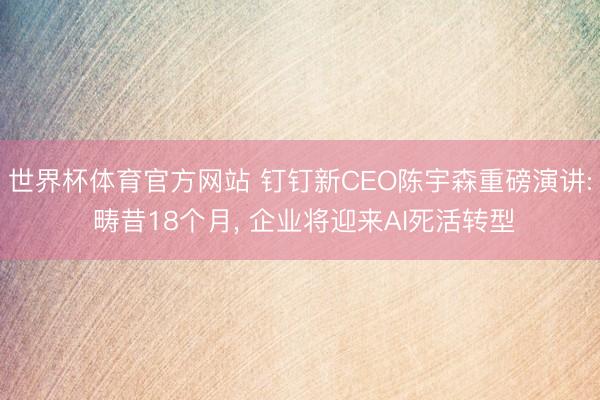 世界杯体育官方网站 钉钉新CEO陈宇森重磅演讲: 畴昔18个月， 企业将迎来AI死活转型