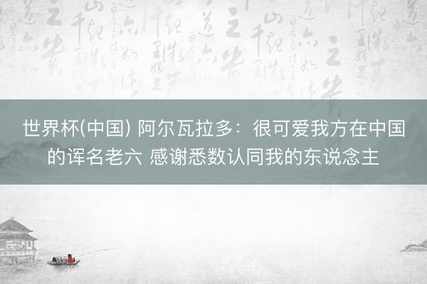 世界杯(中国) 阿尔瓦拉多:很可爱我方在中国的诨名老六 感谢悉数认同我的东说念主