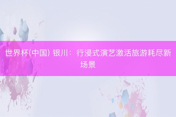 世界杯(中国) 银川：行浸式演艺激活旅游耗尽新场景