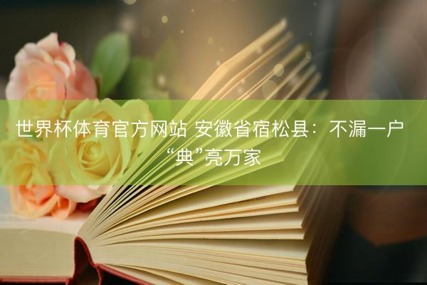 世界杯体育官方网站 安徽省宿松县：不漏一户 “典”亮万家