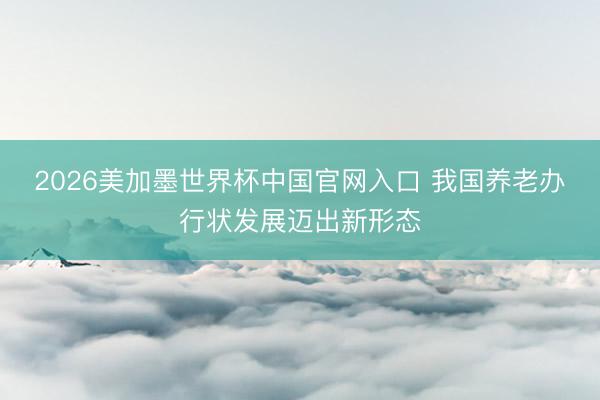 2026美加墨世界杯中国官网入口 我国养老办行状发展迈出新形态