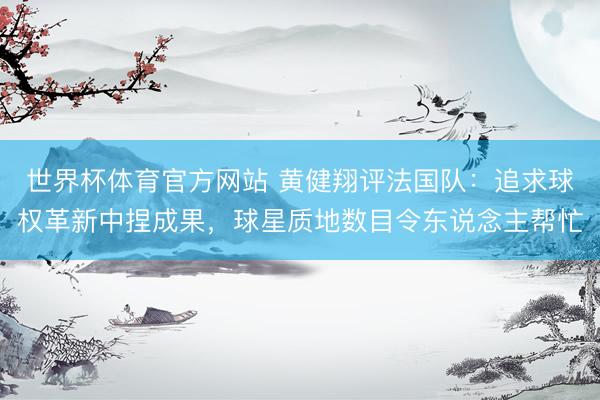 世界杯体育官方网站 黄健翔评法国队：追求球权革新中捏成果，球星质地数目令东说念主帮忙