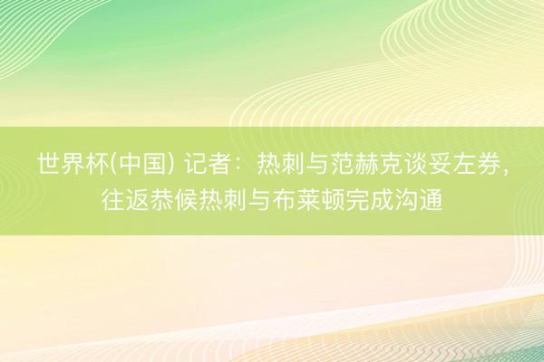 世界杯(中国) 记者：热刺与范赫克谈妥左券，往返恭候热刺与布莱顿完成沟通